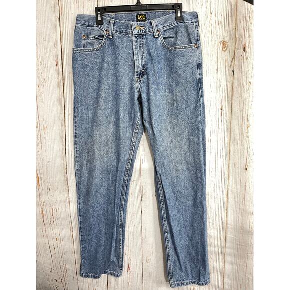 Lee Jeans Mens Size 34 Blue Denim 100% Cotton Medium Wash 90s Retro - Picture 1 of 5